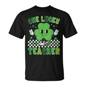T-shirt One Lucky Teacher Shamrock Face pour la Saint-Patrick - Product Image 2