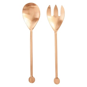 Service à salade à poignée plaquée or, nouveau service à salade pour servir la salade, nouveau Design, ensemble de couverts, nouveaux couverts en métal, cuillère et fourchette - Product Image 3