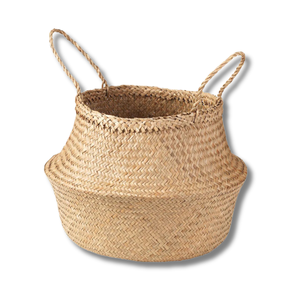 Premium Handwoven Natural <b>SEAGRASS</b> BELLY <b>BASKETS</b> With Handles Eco-Friendly Storage & Fruit Display <b>Laundry</b> Organizer - Product Image 1