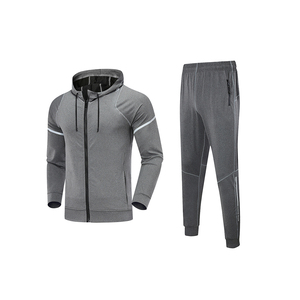 Ensemble survêtement en polyester automne-hiver pour hommes Ensemble deux pièces avec fermeture éclair et pantalon Survêtement homme en molleton personnalisé - Product Image 4