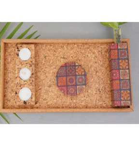 Square and Round <b>Cork</b> Tray with 4 Coasters 2 Tea <b>Light</b> Holders Magnetic Planter for Business Promotions and Gifts - Product Image 5
