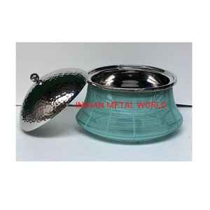 Vente chaude en laiton Buffet chauffe-plats chauffe-plats fait à la main forme ronde plat de service pour les accessoires de mariage et de fête - Product Image 5