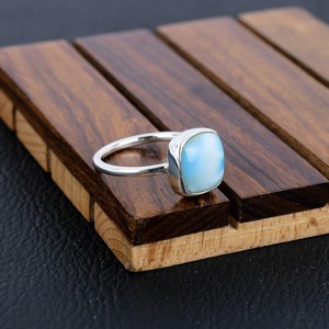 Genuine 925 <b>Sterling</b> <b>Silver</b> Handmade Bezel <b>Set</b> Trendy Vintage Natural Larimar Gemstone <b>Ring</b> Third Party Certified Party Wear - Product Image 1
