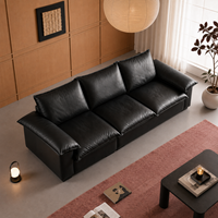 Canapé d'angle moderne en cuir véritable noir de luxe sur mesure, trois places, en forme de L, avec dossier réglable en éponge, pour hôtel et appartement
