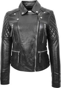 2025 nueva primavera otoño mujer cuero Real Cruz Zip Biker estilo chaqueta mujer cremallera solapa suelta cuero genuino - Product Image 2