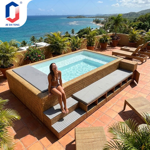 Sofá Tejido para Terraza Pequeña, Equipo Completo para SPA y Piscina, Piscina Compacta Elevada de Fibra de Vidrio para Exteriores - Product Image 1
