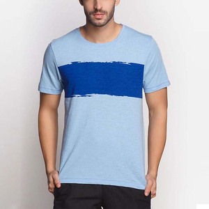 Bloque de color impreso bordado personalizado OEM diseño ropa de hombre camisas de manga corta ropa de verano cuello redondo Camiseta de algodón para hombres - Product Image 1