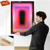 Interior mewah krom kristal porselen UV kanvas cetak seni dinding vertikal gantung cahaya Neon dinding mengkilap seni lukisan Poster