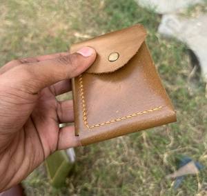 Porte-cartes à deux volets en cuir de cire de style vintage fait à la main mince court RFID antivol portefeuille bouton ouvert - Product Image 3