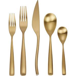 Espejo dorado de alta calidad pulido excelente juego de cubiertos de acero inoxidable diseño real regalo de lujo de boda - Product Image 5