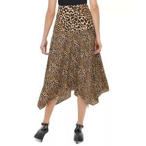Gonna Gialla da Donna Calvin Klein con Orlo a Fazzoletto Stampa Leopardata Taglia 14 in Morbido Tessuto Chiffon - Product Image 2