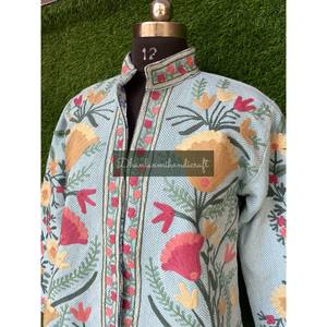 Chaqueta bordada a mano abrigo textil indio tejido a mano chaqueta de invierno Unisex abrigo algodón Khadi ropa de fiesta ODM para mujer - Product Image 5