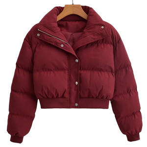 Custom Winter Padding Outdoor High Quality Canvas Windproof Breathable Short <b>Bomber</b> <b>Jacket</b> For <b>Women's</b> Crop Parkas <b>Jacket</b> - Product Image 6