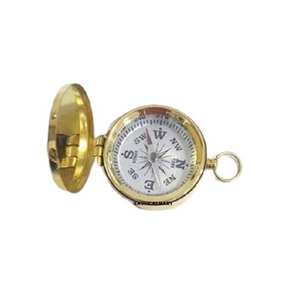Brújula náutica decorativa de latón con pulsador - Product Image 2