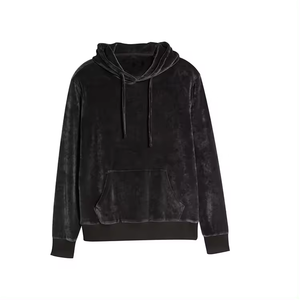 Factory Custom Made 100% Cotton Winter Comfortable Velour <b>Men's</b> Pullover Hoodie-Quick Dry Breathable Vintage High Street Style - Product Image 2