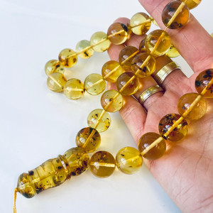 Hổ phách Baltic tự nhiên hạt cầu nguyện hồi giáo với sự hài hòa côn trùng của thiên nhiên và truyền thống tâm linh - Product Image 5