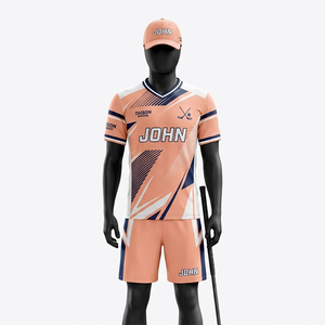 Maillot de Floorball en Polyester Maille Premium 180 GSM Orange et Bleu Marine avec Panneaux et Logo Personnalisé par Sublimation - Product Image 2