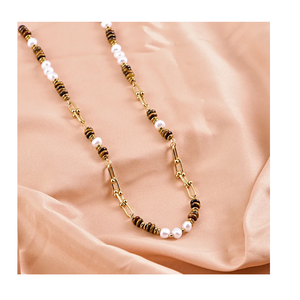 Acier inoxydable Matériel Oeil de Tigre Pierre Perle d'Eau Douce Colliers Bracelet Ensemble de Bijoux Cadeau de l'Inde - Product Image 4