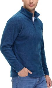2024 hommes élégant 100% coton travail veste chaud 1/4 pull zippé avec manches longues col montant confortable polaire doublure vêtements d'hiver - Product Image 2