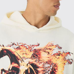 Custom Oversized Washed Flame Horse Print Hoodie for Men Cotton Blended Hoodies Men's Hoodies Basics Latest Design Factory Price - Product Image 5