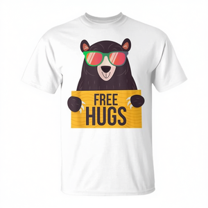 Camiseta Free Hugs Bear de manga corta, unisex, con cuello redondo, impresión digital, camiseta promocional - Product Image 3