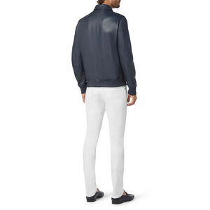 แจ็คเก็ตผู้ชายขายดี ผ้าหนังผสมผ้าแคนวาส คอตั้ง พร้อมบริการสกรีนโลโก้ทีมด้านหน้าตามสั่ง คุณภาพสูง - Product Image 3