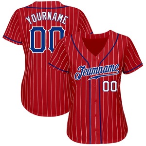 Maillot de baseball authentique personnalisé à fines rayures blanc royal - Product Image 5