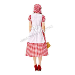 Oktoberfest mujer Dirndl blusa vestido a cuadros 100% tela de algodón Dirndl tradicional alemán blusa vestido con delantal - Product Image 5