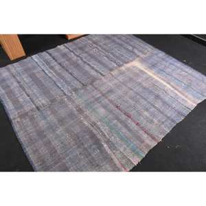 Alfombra de lana hecha a mano gris rústica 2,7 X 8.7ft área grande turca área rectangular Patchwork patrón de pasillo abstracto para adolescentes látex - Product Image 2