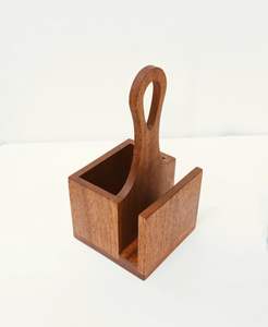 Modern Standing Wooden Cutlery Holder Handle Side Napkin Slot Compact Table Organizer for Spoons <b>Forks</b> <b>Knives</b> Tissue Storage - Product Image 5