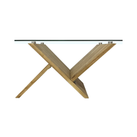 Table basse moderne double couche, plateau ovale en verre, design en bois massif, pour salon, salle à manger, appartement, extérieur, stable