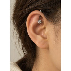 ต่างหูแบบห้อยรูปเกล็ดหิมะ โลหะผสม - Product Image 2