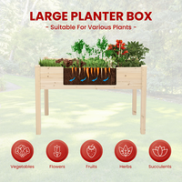 Jardinera Elevada de Madera Natural para Exteriores con Patas, Pedido al por Mayor para Camas de Jardín para Vegetales GB102