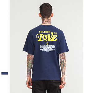 Camiseta M&O para Hombre, Color Azul Marino, Talla Grande, Algodón Waffle Terry, Impresión Serigráfica, Cuello Redondo, Manga Corta, Estilo Casual - Product Image 1