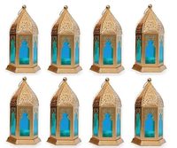Lanterne marocaine perlée faite à la main, dorée, pour décoration de Noël, impression numérique, en fer, pour bougie, décoration intérieure
