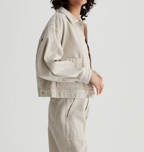 2025 New Fashionable Button Style <b>Women</b> <b>Denim</b> <b>Jacket</b> Customize Cotton Fabric Solid <b>Beige</b> Color Ladies <b>Jacket</b> For Outdoor Use - Product Image 5