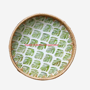 Plateau de service en rotin naturel créatif avec poignées Plateau de service en osier décoratif rectangulaire Plateau décoratif écologique pour la maison - Product Image 2