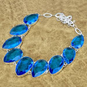 Pendentif en topaze bleue de Londres facetté, argent sterling 925, coupe en goutte d'eau, chaîne ajustable faite à la main, cadeau de bijoux pour enfants - Product Image 2