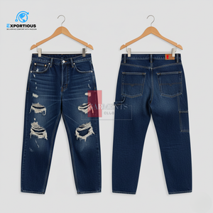 Jean de travail pour homme style charpentier, coupe slim droite, en denim sergé épais 400 GSM, personnalisable - Product Image 2