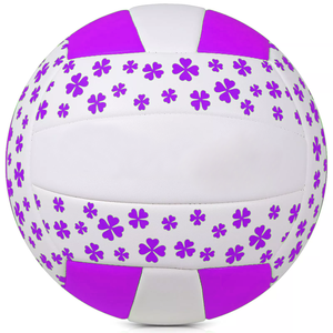 Ballon de volley-ball personnalisable violet taille 5 officiel – Matériau PU doux au toucher, cousu à la machine, durable pour l'intérieur et l'extérieur - Product Image 1