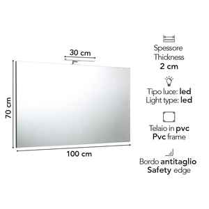Reversible 100x70 cm Polished Edge LED Lamp <b>Mirror</b> Product Category LED <b>Mirror</b> - Product Image 4