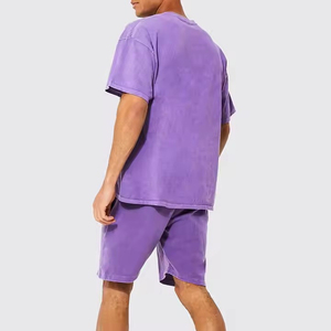 Ensemble de t-shirts et shorts pour hommes, surdimensionnés, lavés à l'acide, respirants, 2025 coton, nouvelle collection 100% - Product Image 5
