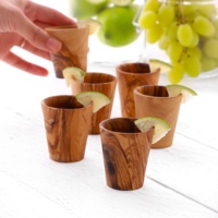 Ensemble de Noël artisanal écologique personnalisé ArtisRaw, 6 verres à shot en bois de style américain, 1,6 oz, qualité supérieure