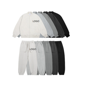 Ensembles de survêtements de jogging avec logo personnalisé pour hommes ensemble de sweat à capuche avec fermeture éclair pyjama avec poche survêtement survêtement confortable à séchage rapide - Product Image 6