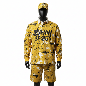 Maillot de rugby pour hommes Premium 220 GSM Tissu piqué en polyester et coton Jaune Noir Impression graphique Logo personnalisé thermocollé Évacuation de l'humidité - Product Image 6