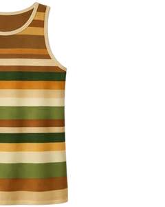Débardeur Homme Rayé Vert Marron Beige Col Rond Sans Manches Décontracté Été Doux Respirant Streetwear Fitness Gym Pro - Product Image 4