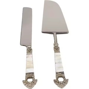 Serveur de gâteau en acier pour fête de mariage avec poignée en nacre ensemble de couverts couteau fourchette cuillère pour la cuisine à domicile - Product Image 1