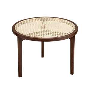 Table basse ronde en bois de teck naturel avec combinaison de rotin en osier Table d'appoint meubles de maison d'hôtel en gros - Product Image 2