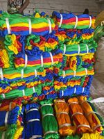 Corde de pêche tressée en PE coloré, polyvalente, torsadée, durable, en nylon, PP, polyester, polyéthylène, HDPE, emballée en bobine, anti-UV