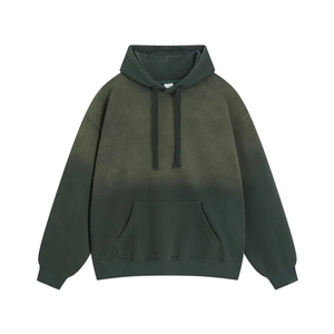 Fabricante personalizado rhinestone boxy recortada hombres sudaderas con capucha 500gsm peso pesado desgastado ácido lavado Sudadera con capucha - Product Image 1